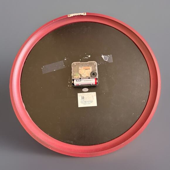 Country Rooster Wall Clock Rustic Farmhouse Kitchen Decor Red Frame 13” - Picture 3 of 4